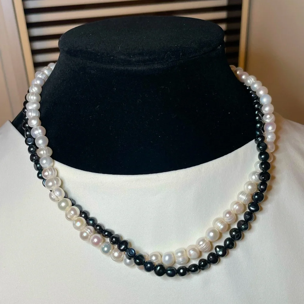 Black Blue Genuine Freshwater Pearl Necklace